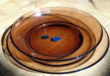 Vintage Unused DURALEX Sepia Glass Dinner Plate & Bowl Made in France     132 G