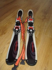 SALOMON SNOW BLADES - 90CM SKIS WITH BINDINGS, BAG & LARGE OAKLEY HELMET