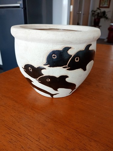 Plant pot cover - cover., dolphins