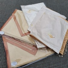 2 Silk fabric bed runners, 3 cushion covers, embroidered embellished ORANGE GOLD