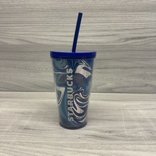 Starbucks Reusable Cold Cup With Straw Small Blue New (other)