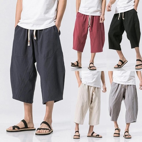Mens summer linen drawstring - mens,