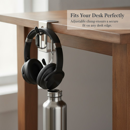 Double clamp desk hook - clamp-on,
