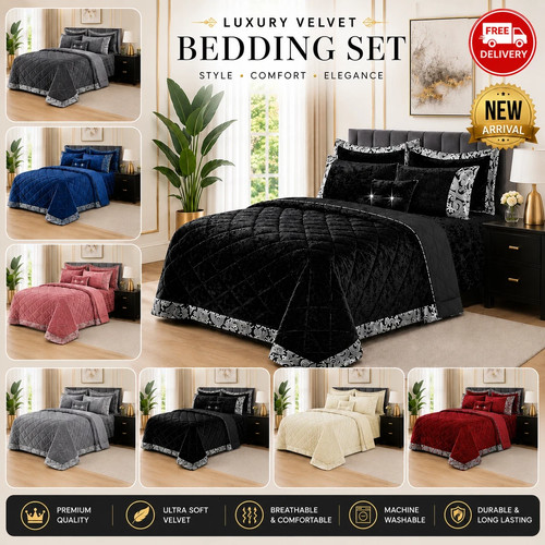 Velvet quilted bedspread - quilted,