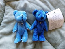 Vintage Russ Berrie Birthstone Bears Miniature Plush Jointed Teddy Bear x2 Blue