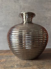 Large silver chrome ribbed - silver,