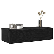 Wall Shelf with Drawers Black
