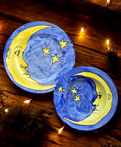 Rare vintage hand painted - hand-painted, moon