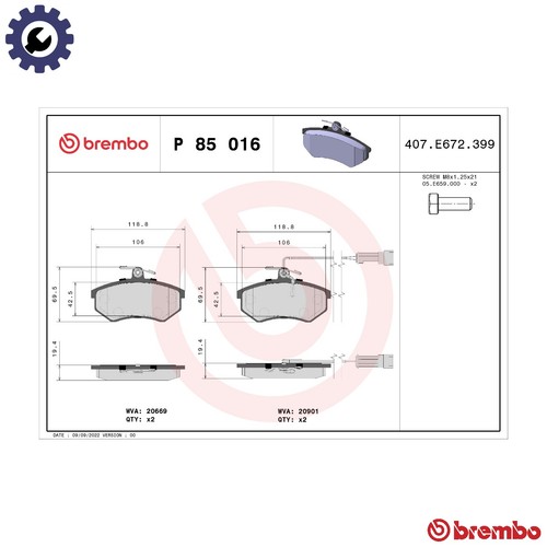 Brake pad set disc - brake, p