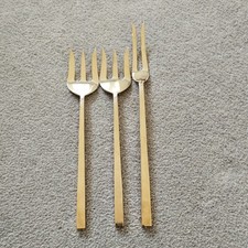 3 Rose Gold coloured serving forks nickel bronze similar Scanline 26cm & 23cm