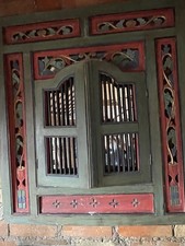 Vintage Indian Style WALL MIRROR - Wooden Frame and Doors