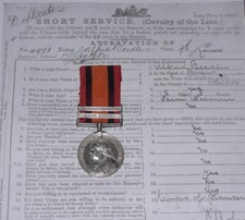 QSA MEDAL TWO CLASPS TO 17th LANCERS - MEDAL FORFEIT DUE TO DESERTIONS