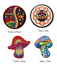 Mushroom / Toadstool Hippie Iron-On Motif Patch Child / Adult