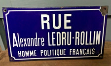 ANTIQUE VINTAGE FRENCH BLUE ENAMEL ROAD SIGN PLAQUE HOMME POLITIQUE 45cm L x 25H