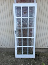 Reclaimed 15 Pane Wooden Door Glazed With Ornate Glass  755 x 1910 x 45