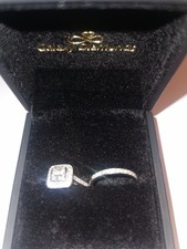 18ct White Gold Diamond Cluster Ring/Platinum Wedding ring-Size L½ - UK Hallmark