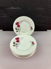 10 x Alpine White Red Roses Ironstone Wood Sons Side / Tea Plates 7" Wide