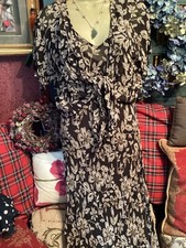 BEAUTIFUL EAST BROWN/GOLD BEAD, BIAS CUT DRESS, SIZE 14, SEP SLIP/SHRUG MAXI VGC