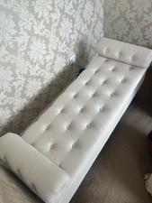 Chaise Longue Storage Ottoman Bench Linen End of Bed Stool Rolled Arm Bedside