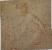 Attributed To Carlo Cignani 1628 - 1719 Old Master Sanguine Drawing. Baroque.