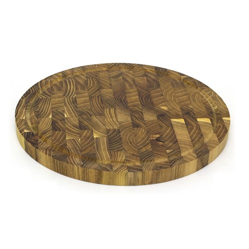 Round teak end - teak, grain