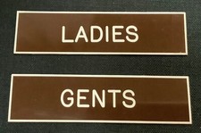 Small Acrylic Ladies & Gents Pair of Toilet Loo Lavatory Signs.  14.5cm.