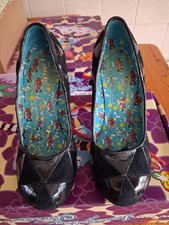 Irregular Choice Black Leather And Suede Shoes Size 4