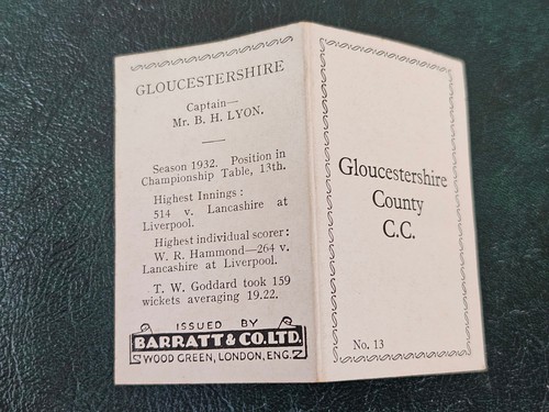 Barratt 1933 cricket - barratt, team