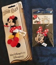 RARE Walt Disney World / Disneyland Minnie Mouse 3D Plush Bookmark + Keyring