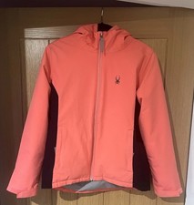 Spyder Girls Ski Jacket Age 12 Size Large Pink With Black