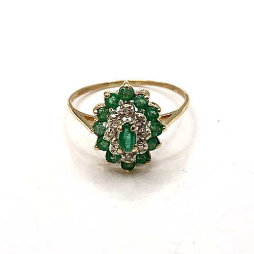 Emerald diamond 9ct gold - &,