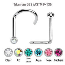 Implant Grade Titanium Gem Nose Stud Hook Screw 0.8mm