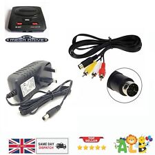 SEGA Mega Drive 2 Power Supply UK Plug + AV Lead Bundle genesis 2 And 3