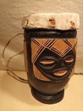 Antique Bamileke Tribal Ceremonial Hand Drum Goat Skin 7" Diameter