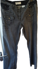 'Next' Jewelled Bootcut Style Jeans. Charcoal Denim Size 18, L 31in , Party Wear