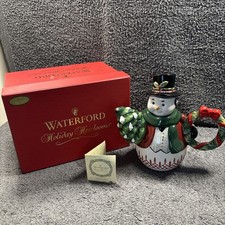 Adorable Waterford Holiday Heirlooms Snowman "Jolly Plaid" Tea pot in Box