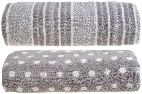 Spot stripe towels - &,