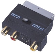 SCART To 3 RCA Composite Phono SVHS S-Video SWITCH Adaptor Converter GOLD PLATED
