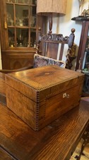 Antique inlaid wooden decanter - inlaid,