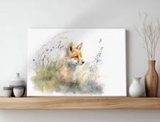 Fox Wall Art Canvas Print Framed Watercolour Picture Home Decor Animal Painting