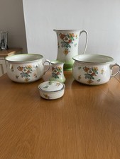 Vintage Green Chamber Pot Jug & Accessories