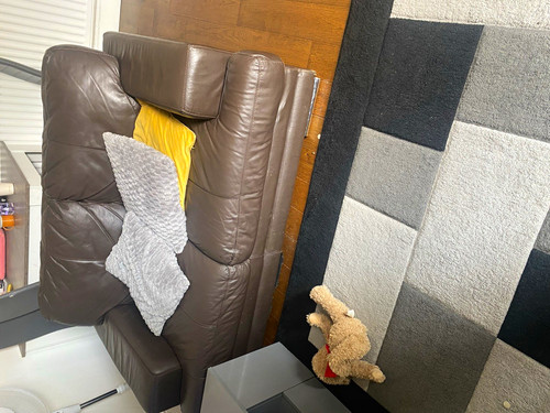 Leather sofa brown solid - leather, with