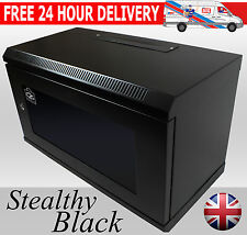 6U 19" Black Data Network Cabinet Wall Server or Switch Comms Rack  300mm Depth
