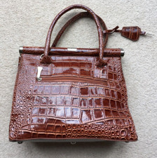 Anna Smith tan faux leather handbag detachable strap base 13 inches