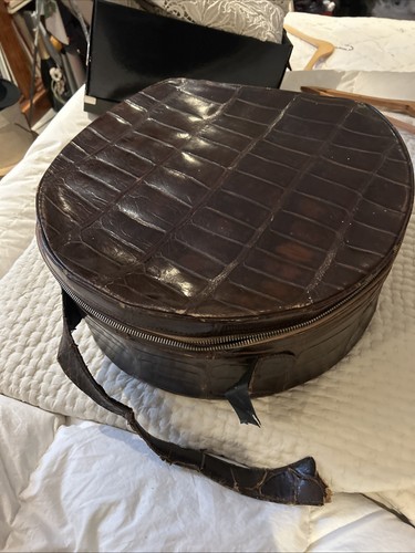 Vintage mock croc hat box - croc,