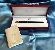 MUST DE CARTIER 18K GOLD BLUE LAPIS LAZULI TRINITY FOUNTAIN PEN PRESENTATION BOX