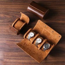 Travel Leather 1/2/3 Slot Watch Storage Box Watch Bag Watch Roll Display Case UK