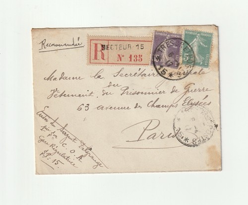 Ww1 registered letter sector - ww1,
