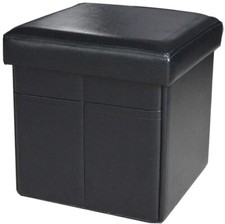 Faux Leather Storage Ottoman