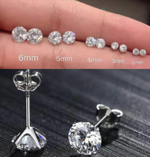 14ct Gold Over S925 Sterling Silver Stud Earrings with Swarovski Crystals 3-8MM